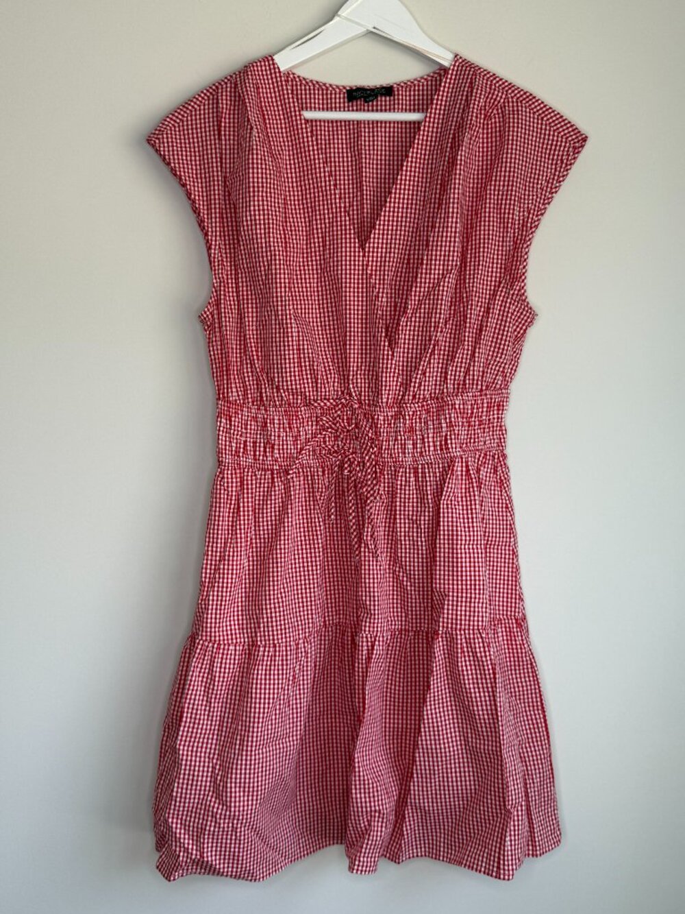 Rachel Zoe Red White Gingham Cinched Waist Mini Dress Sundress